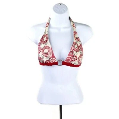 Top de bikini con gancho trasero estilo triángulo gloria desteñido para mujer rojo combo talla pequeña Foto 1 de 4