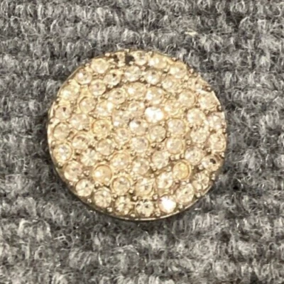 Button Womens Round Rhinestone White 1" X 1" Vintage - Image 1 of 2