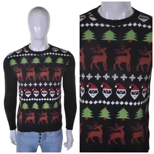 RUN AND FLY Vintage Árbol de Navidad Santa Jumper S/M Copo de Nieve Reno Nuevo con etiquetas Deadstock - Imagen 1 de 10
