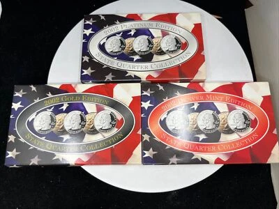 2002 -  3 Coin Set State Quarter Collection Gold, Denver, And Platinum  - Image 1 of 4