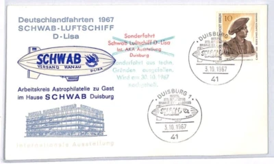 GERMANY ZEPPELIN AIRSHIP Cover Air Mail *SCHWAB* SPECIAL FLIGHT 1967 YW149 - Image 1 of 4