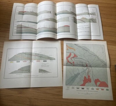 1895 USGS 16th Annual Report 3 Maps Mercur UT Gold Mining geological antique - Image 1 of 4