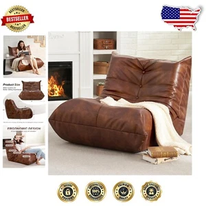 Soft Ergonomic Brown Bean Bag Chair - Lightweight Luxury for Game & Chill Spaces - Picture 1 of 11