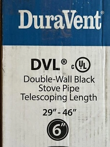 DuraVent 6DVL-46TA 6 in. x 29 in. - 46 in. Telescoping Chimney Stove Pipe Black - Picture 1 of 15