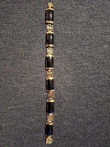 14k Signed PTJ Onxy Gold Bracelet - Picture 1 of 10