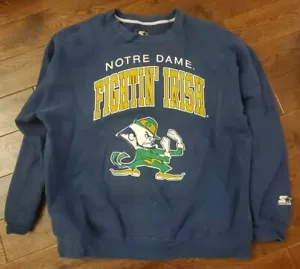 AMAZING VINTAGE 90'S STARTER NOTRE DAME SWEATSHIRT MEN'S SIZE LARGE - Picture 1 of 11
