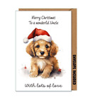 Kartka świąteczna wujka 🎄 Szczeniak Pies dla niego Dorośli Boże Narodzenie Zwierzęta Śmieszne Słodkie A2