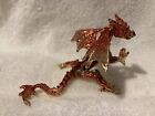 Orange & Yellow Metal Dragon Figurine Statue 2 1/4" Tall By 3" By 3 1/4"