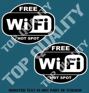 WI FI WIFI HOT SPOT HOTSPOT DECAL STICKER X2 FOR SHOP CAFE BAR CLUB FLAT AREA - Bild 1 von 1