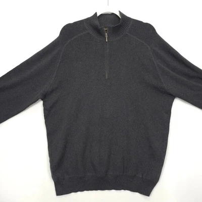 Merona Men's XXL Cashmere Cotton 1/4 Zip Sweater Dark Gray Pullover Knit - Image 1 of 4