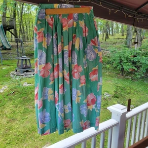 Vintage Gerard Darel Green Floral Skirt France Eur 40 US 8 - Picture 1 of 9