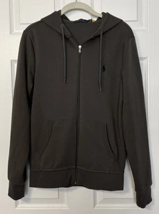 Polo Ralph Lauren Unisex Hoodie Size S Taupe Gray Full Zip Cotton Blend - Picture 1 of 9