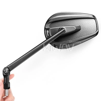 Espejos retrovisores delgados MAMBA negro mate fibra de carbono real 10 mm para Honda Suzuki Yamaha Foto 1 de 4