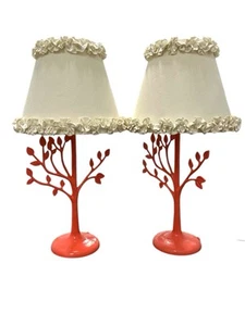 Pottery Barn Table Lamps Tree Branch Style With Ruffle Shades - Picture 1 of 1