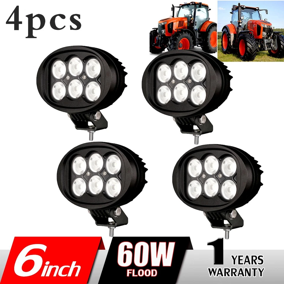 4X 4x6 inch Oval 60W LED Work Light Flood Beam Headlight Off-road 4WD ATV SUV Foto 1 de 4