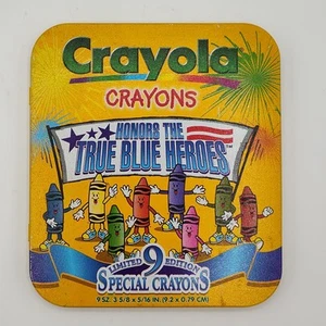 1997 CRAYOLA 9 Crayons HONORS THE TRUE BLUE HEROES Limited Edition Special Tin - Picture 1 of 3