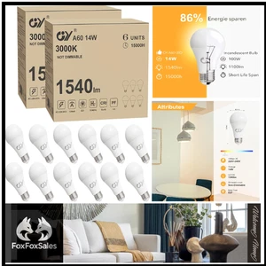 GY E27 LED Ultrahelle Energiespar Glühbirne, 14W Glühbirne E27, Ersetzt 100W ... - Bild 1 von 10