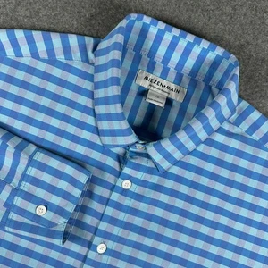 Mizzen+Main Performance Menswear XL Trim Fit Blue Checkered Shirt - Picture 1 of 7