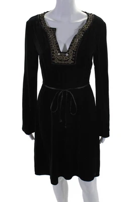 Mini Vestido Beth Bowley Para Mujer Cuello en V Mangas Largas Adorno Negro Talla 8 Foto 1 de 4