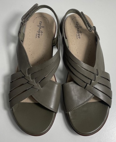 CLARKS Sandali Clark’s Collection Loomis Cassey in pelle verde oliva con cinturino 8 5 comodi