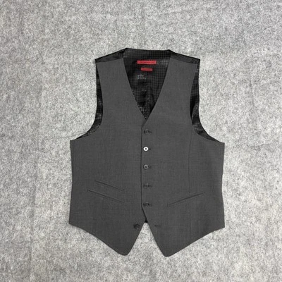 John Varvatos Vest Mens Small Gray Black Serge Trim Wool Formal Business USA - Image 1 of 4