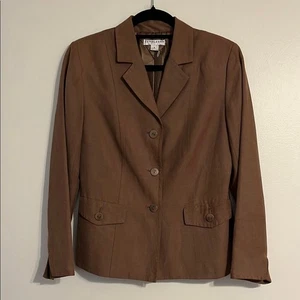 Pendleton Leinen Seide braun Blazer maßgeschneidert Anzug Jacke Fronttaschen leicht - Bild 1 von 7
