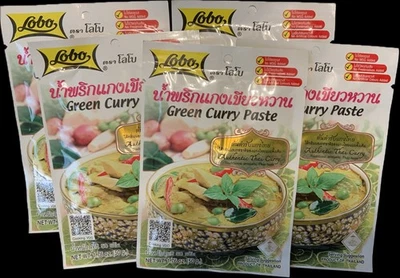 Pasta de curry verde tailandesa marca Lobo (Kaeng Keaw Wan) 1,76 oz (50 g) x 5 - Imagem 1 de 4
