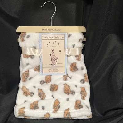 Classic Pooh Bear Collection Baby Blanket Hunny Pot Bee Security Neutral Unisex - Image 1 of 4