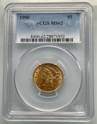 1900 年自由女神半鹰金币 5 美元 PCGS 评级 MS62 美国硬币 1933 年之前 — 第 1/4 张图片
