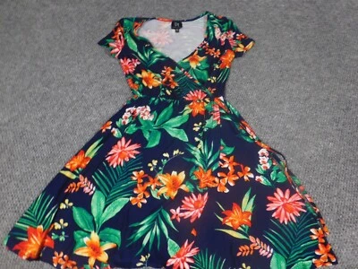 Derek Heart Womens dress Small blue Floral A-line stretch - Image 1 of 4