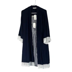 A437183 BLÜHENDE DAMEN Umstandsmode 3-teiliges Krankenhaus Morgenmantel und Kleid Set Navy M XS/S - Bild 1 von 6