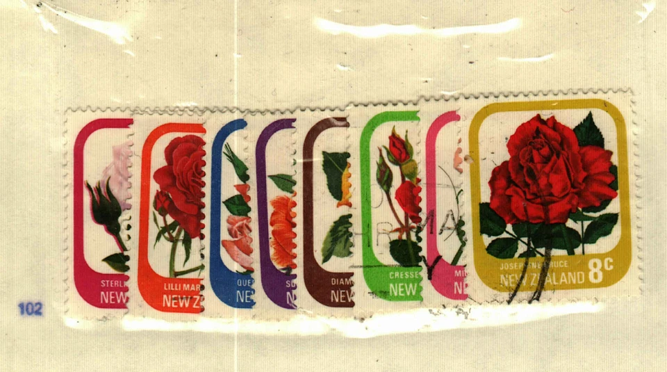 New Zealand #584-591 used Roses Flowers - Image 1 of 1