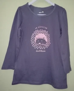 LA REDOUTE GIRLS LONG SLEEVE HEDGEHOG T-SHIRT GREY AGE 5 YEARS NEW (ref 617) - Picture 1 of 2