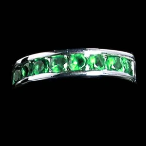EMERALD GREEN Simulated ROUND CZ ETERNITY WEDDING BAND_SZ-6__925 STERLING SILVER - Picture 1 of 5
