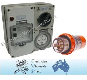 5 pin 20 Amp RCD Protected Outlet with Plug IP66 Industrial 63 Amp Caravan - Picture 1 of 2