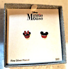 Boucles d'oreilles plaquées argent plaquées oreilles de souris Disney Mickey & Minnie NEUF DANS SA BOÎTE VALEUR 60 $