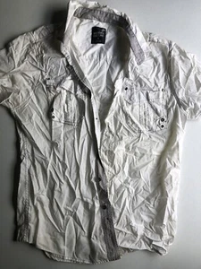 Men’s Medium Modern Culture White Short Sleeve Button Up - Picture 1 of 1