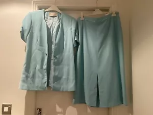 ROMAN ORIGINALS Light Blue Mix Smart Jacket And Skirt Set Size 12 - Picture 1 of 4