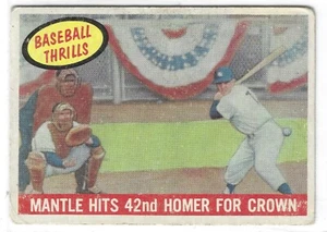 1959 Topps Mickey Mantle #461 Béisbol Emoción Hits 42º Homero para Corona - Imagen 1 de 2