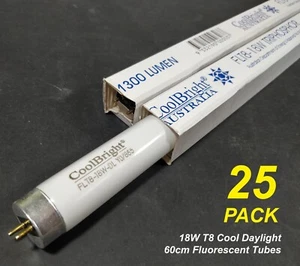 25 x 18W T8 Triphosphor Fluorescent Tubes Lamps 6500K Cool Daylight 600mm - Picture 1 of 1