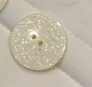 5pc Ivory & Glitter Resin 2 Hole Round Flat Buttons 18mm Sparkle Mother Of Pearl - Picture 1 of 11