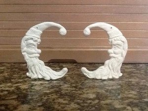Ceramic Bisque 2 crescent Moon Santa ornaments U-Paint Ready To Paint - Picture 1 of 2