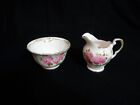 TUSCAN CHINA Pink MULTI-COLOR Floral BUTTERFLY Gold Trim CREAMER Open Sugar Bowl