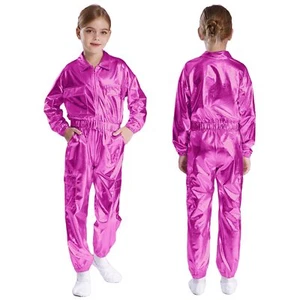 Unisex Kids Sweatsuit Outwear Dancewear Turn-Down Outfits Collar Sparkly Cargo - Picture 1 of 143