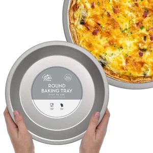 LARGE PIE TIN 24cm Cake Flan Tart Round Baking Pan Tray Dish Oven QUALITY STEEL - Picture 1 of 11