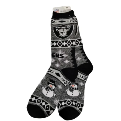 nfl Las Vegas raiders football team ugly christmas socks for mens size large - Image 1 of 3