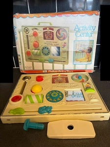 Vintage Fisher Price Activity Center Kinderbett Spielzeug 1973 Rückenaufsatz OVP - Bild 1 von 14
