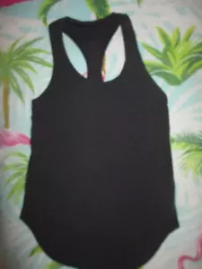 LULULEMON BLACK HEATHER RACERBACK TOP-COTTON W/POCKET SZ XS - Picture 1 of 4