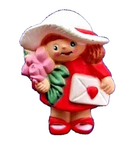 Ostern Unlimited PIN Valentinstag Vintage MÄDCHEN KARTE ROSE Liebesbrief 80er Brosche - Bild 1 von 2