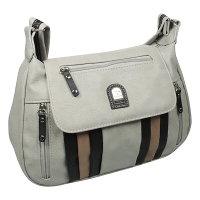 CHARM & SHAPE Handtasche Damen Tasche Umhängetasche Schultertasche Grau Dezent Klassisch Edel